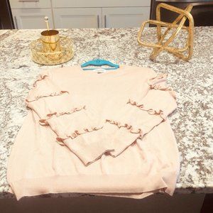 Calvin Klein Pink Ruffle Trim Sleeve Sweater